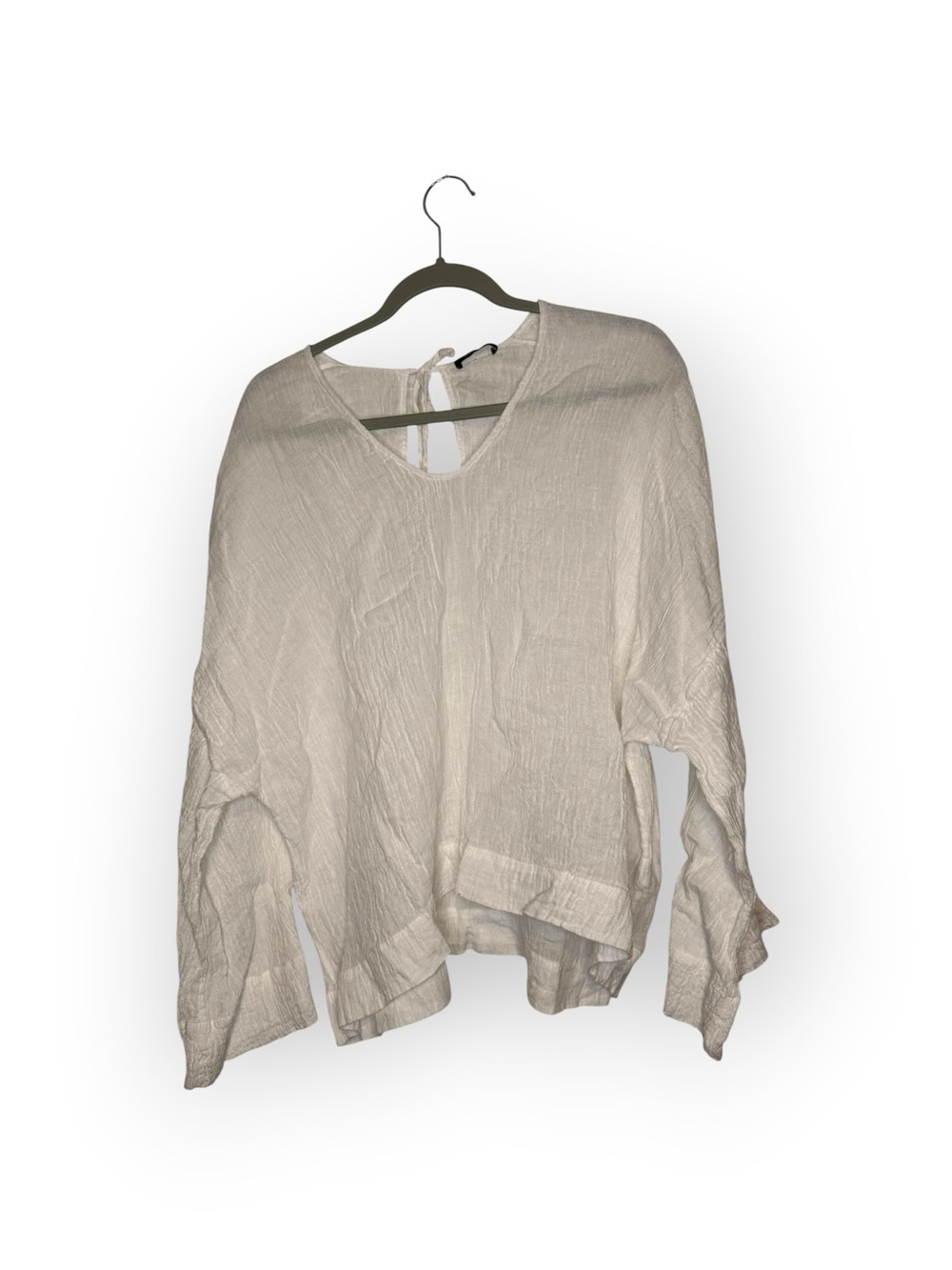 Massimo Dutti 100% Linen Waffle-Knit Flowing Blouse White Size M/L - Picture 5 of 10